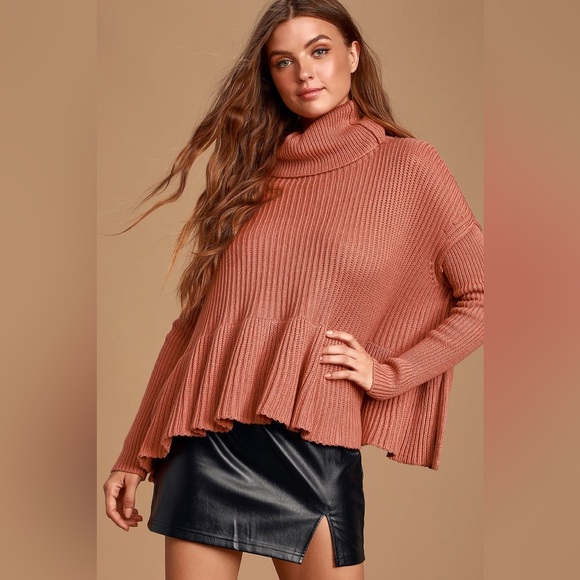 NWT FREE PEOPLE | Layer Cake Ribbed Turtleneck Sweater in Rose Icing Size XS - Picture 2 of 15
